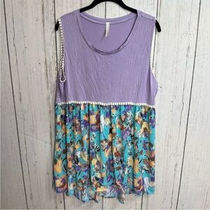 Celeste Purple Embellished Sleeveless Tank Top